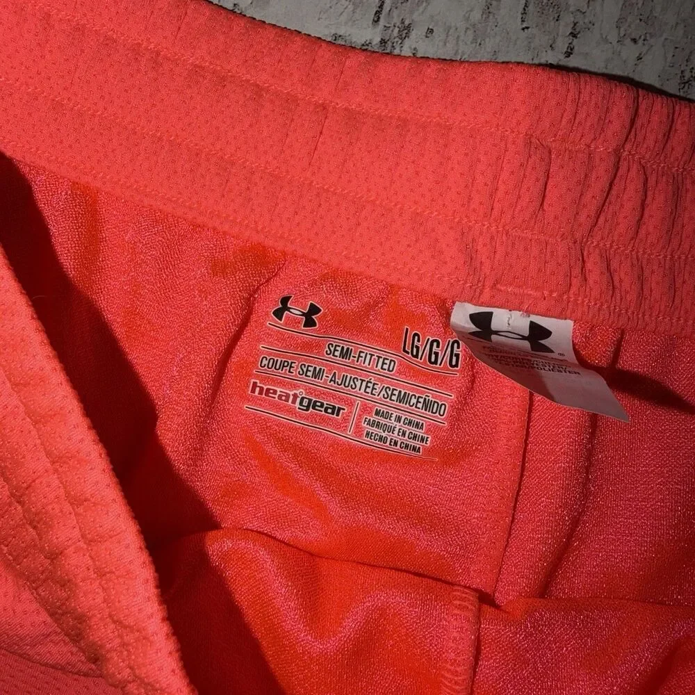 Under Armour Women’s Running Shorts Large Semi-Fitted Heatgear Orange
